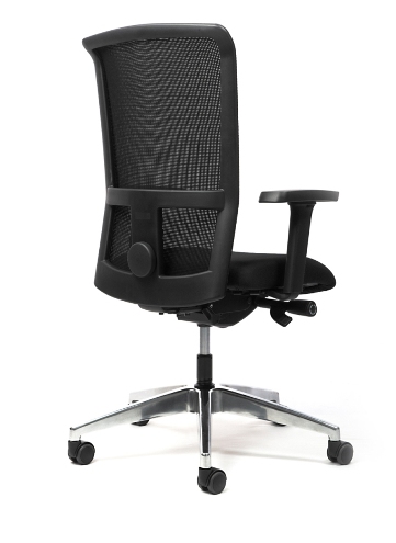 Bureaustoel Ergo 62/64 - Design Mesh rug en gestofferde zitting | Aluminium gepolijst kruisvoet. Bureaustoelen MKB