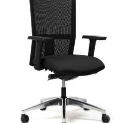 Bureaustoel Ergo 62/64 - Design Mesh rug en gestofferde zitting | Aluminium gepolijst kruisvoet. Bureaustoelen MKB