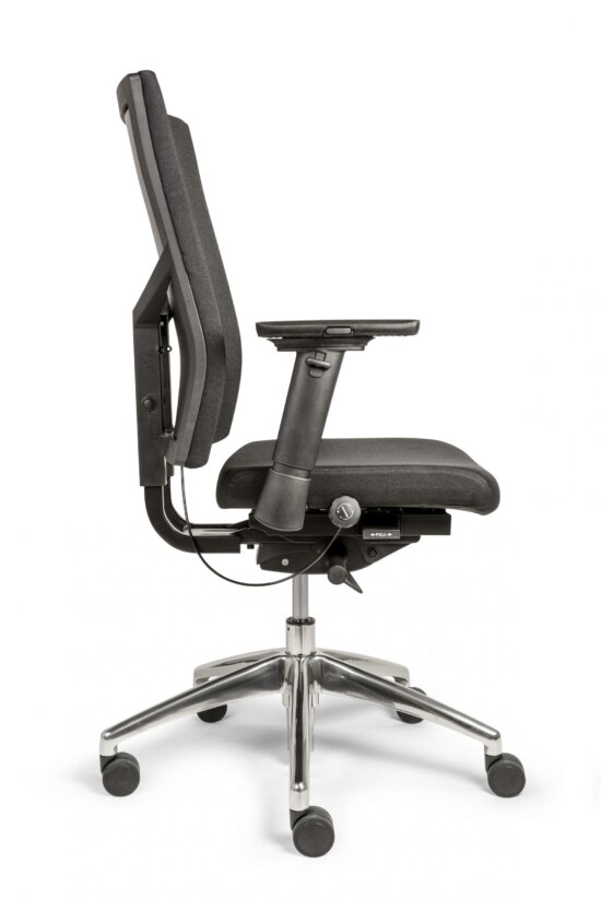 Bureaustoel Ergo 88 met gestoffeerde rug en zachte comfort zitting stof zwart. Bureaustoelen MKB