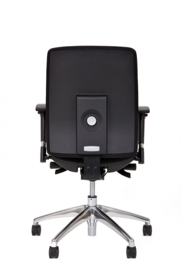 Bureaustoel Ergo 76/77 met zwarte vaste rug en zwarte zitting. Bureaustoelen MKB