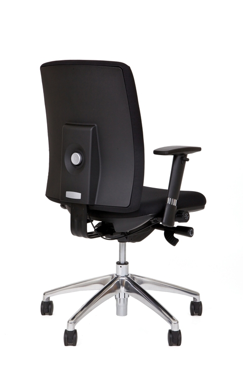 Bureaustoel Ergo 76/77 met zwarte vaste rug en zwarte zitting. Bureaustoelen MKB