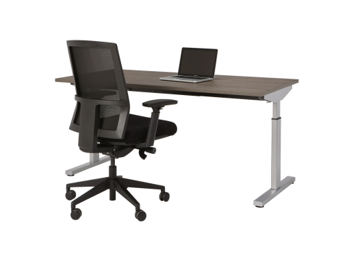 Bureau Easy Aluminium poten en logan eiken top - Bureaustoelen MKB