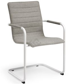 Visit 404 sledeframe vergaderstoel, wit frame, grijze stof Bureaustoelen MKB