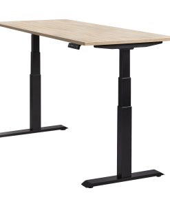 Zit-sta bureau Office 130 - Hoogste stand 130 cm - zwart frame met licht eiken blad - Bureaustoelen MKB