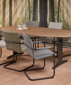 Vergadertafel Work -IT - Ovaal blad 220x110cm noten blad met stoelen