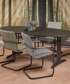 Vergadertafel Work -IT - Ovaal blad 220x110cm zwart blad met stoelen