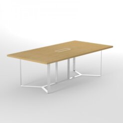 Plan-A vergadertafel, afmeting 240 x 120 cm, verchroomd onderstel en amber eiken blad.