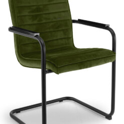 RRicky Chair slede frame vergaderstoel met zwart frame en Olive Green kleur velours stof, bakkelieten armleggers. Bureaustoelen MKB