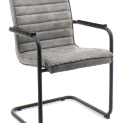 RRicky Chair slede frame vergaderstoel met zwart frame en Grijs kleur velours stof, bakkelieten armleggers. Bureautoelen MKB