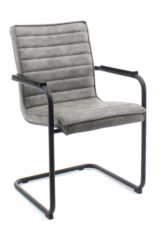 RRicky Chair slede frame vergaderstoel met zwart frame en Grijs kleur velours stof, bakkelieten armleggers. Bureautoelen MKB