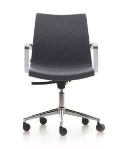 Sumo Chair met kruisvoet, hoogte verstelbaar dmv gasveer met armleggers stof grijs. Bureaustoelen MKB