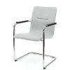 Visit F16 vergaderstoel, sledeframe in chroom em beige stofe en bakkelieten armleggers. Bureaustoelen MKB