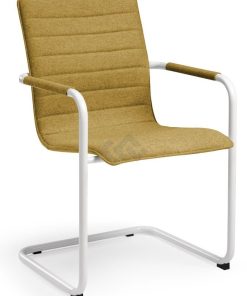 Visit 404 sledeframe vergaderstoel, wit frame, gele stof Bureaustoelen MKB