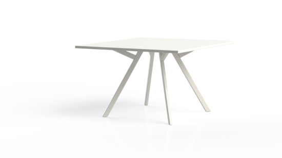 B-Table vergadertafel vierkant, met witte poten en wit blad