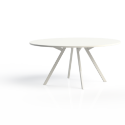 B-Table vergadertafel rond, met witte poten en wit blad