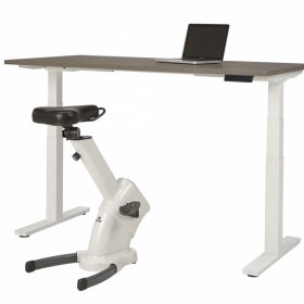 Office 117 zit-sta bureau, wit frame en Donker eiken blad