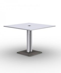 Jazz zit-sta vergadertafel 120x120 cm met 220V aansluiting wit blad en wit kolom