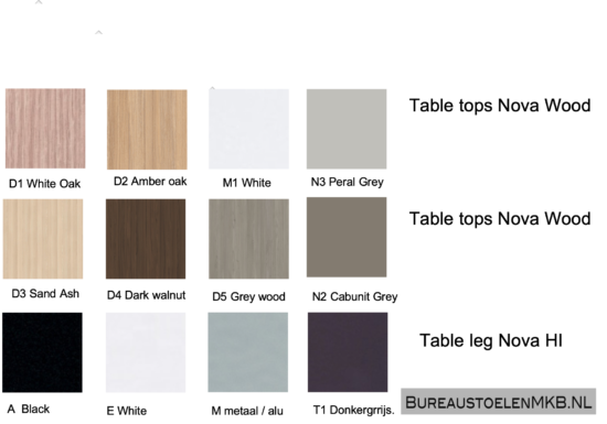 Bladkleuren en poot kleuren Bureau Nova 74| Narbutas | Bureaustoelen MKB