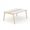 Nova Wood vergadertafel 160 x120 cm met wit blad en eiken gebeitst onderstel.Narbutas | Bureaustoelen MB