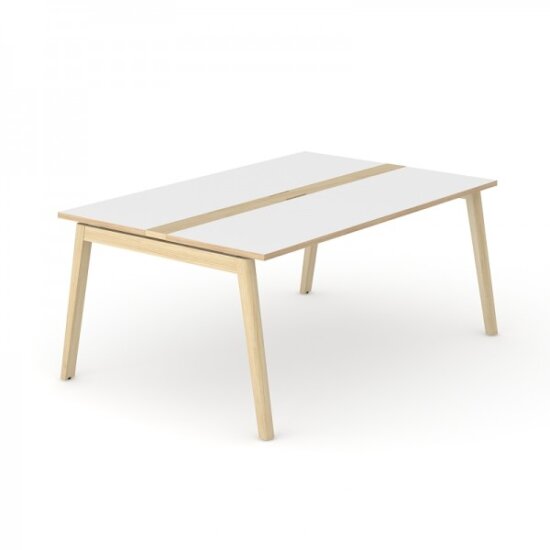 Nova Wood vergadertafel 180 x120 cm met wit blad en eiken gebeitst onderstel.Narbutas | Bureaustoelen MB
