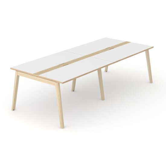 Nova Wood vergadertafel 240 x120 cm met wit blad en eiken gebeitst onderstel.Narbutas | Bureaustoelen MB