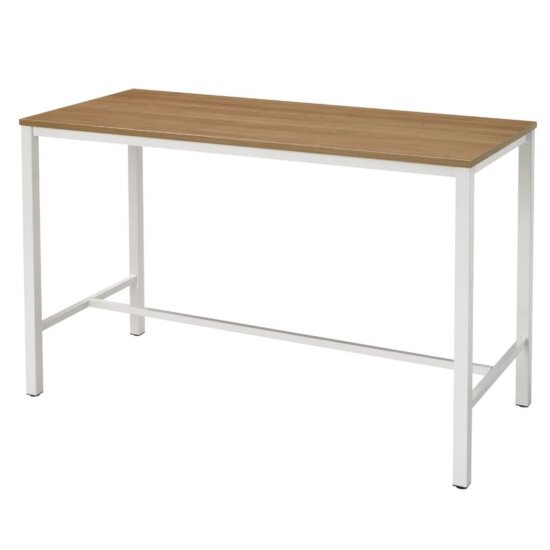 Sta tafel 180-80 cm wit frame, midden eiken blad