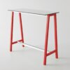 Color Table 110 cm met wit blad en rode poten - witte tussen balk