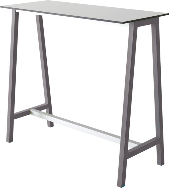 Color Table 110 cm met wit blad en grijze poten - witte tussen balk