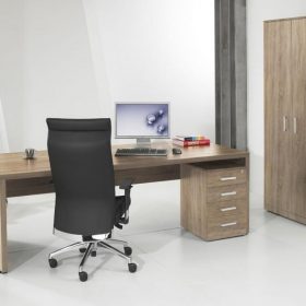 Directie Bureau Baas-1 Robson Eiken met ladeblok. Bureaustoelen MKB