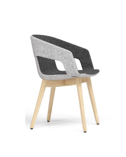 Tango Wood, design stoel met houten frame en two-tone gestoffeerde zitting.
