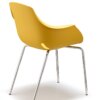 Ago Chair, achterkant, 4-poot chroom, Moderne-kuipstoel, stapelbaar in kleur geel. Bureaustoelen MKB