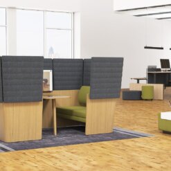 Archipelago Room-in-room opstelling met tafel en zitting. Bureaustoelen MKB