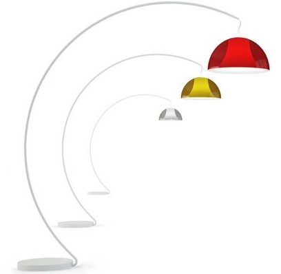 EL 002, staande booglamp met kunststof kap, drie kleuren. Bureaustoelen MKB