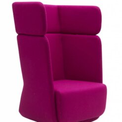 Basket Chair hoge rug, stofeur paars. Bureaustoelen MKB