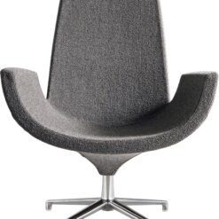 Beetle gestofferde fauteuil met hoge rug, stof grijs. Bureaustoelen MKB