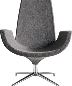 Beetle gestofferde fauteuil met hoge rug, stof grijs. Bureaustoelen MKB