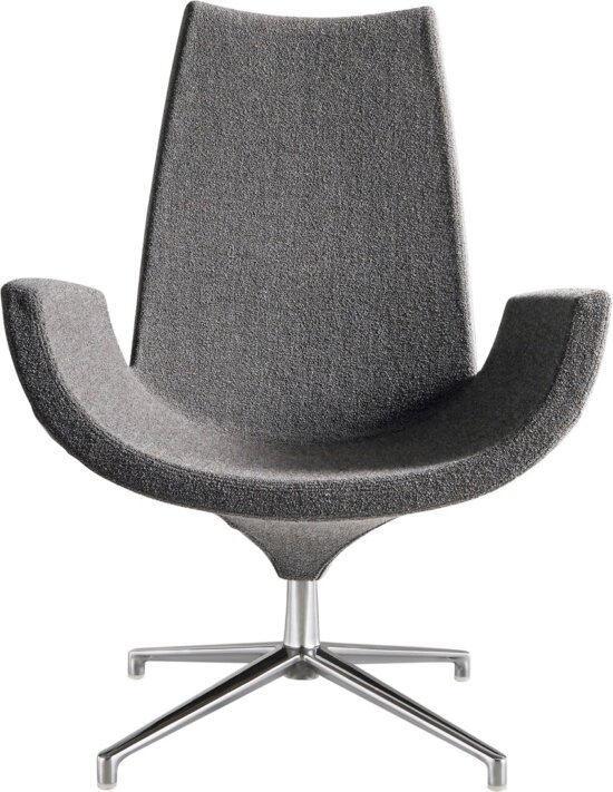 Beetle gestofferde fauteuil met hoge rug, stof grijs. Bureaustoelen MKB
