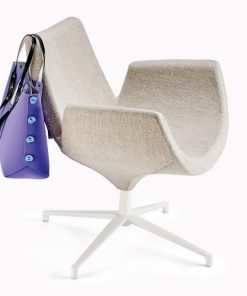 Beetle gestofferde fauteuil met lage rug, stof eco leer