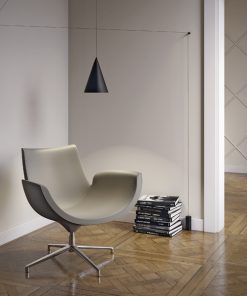 Beetle gestofferde fauteuil met lage rug, stof eco leer