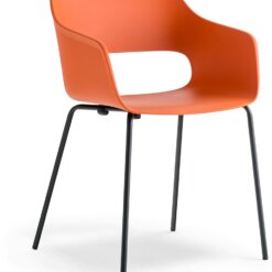 Babila kuipstoel met armleggers, frame zwart kuip oranje. Bureaustoelen MKB