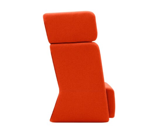 Basket Chair hoge rug, stofkleur oranje.Bureaustoelen MKB