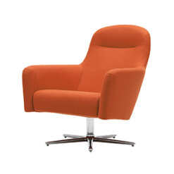 Havana fauteuil Low, oranje stof op kruisvoet. Bureaustoelen MKB