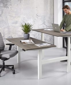 Office duo zit sta bureau, wit frame logan blad | Bureaustoelen MKB