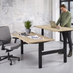 Office duo zit sta bureau, zwart frame en halifax blad | Bureaustoelen MKB
