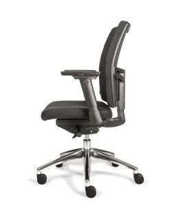 Ergo Comfort zwarte stof alu kruisvoet zijkant