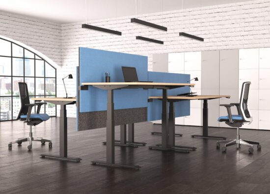 Zit-Sta bureau Active zwart met scherm