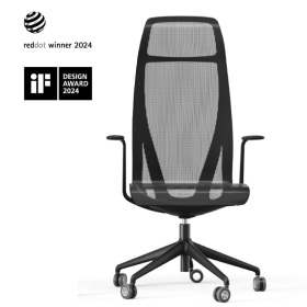 Narbutas D-Chair Executive zwart frame en zwart Mesh stof
