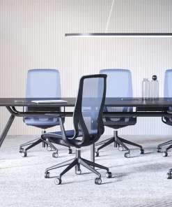 D-Chair Office mesh donker blauw met zwart frame