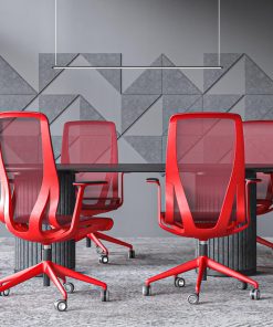 D-Chair Office Rode mesh stof en rood frame