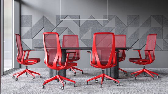 D-Chair Office Rode mesh stof en rood frame